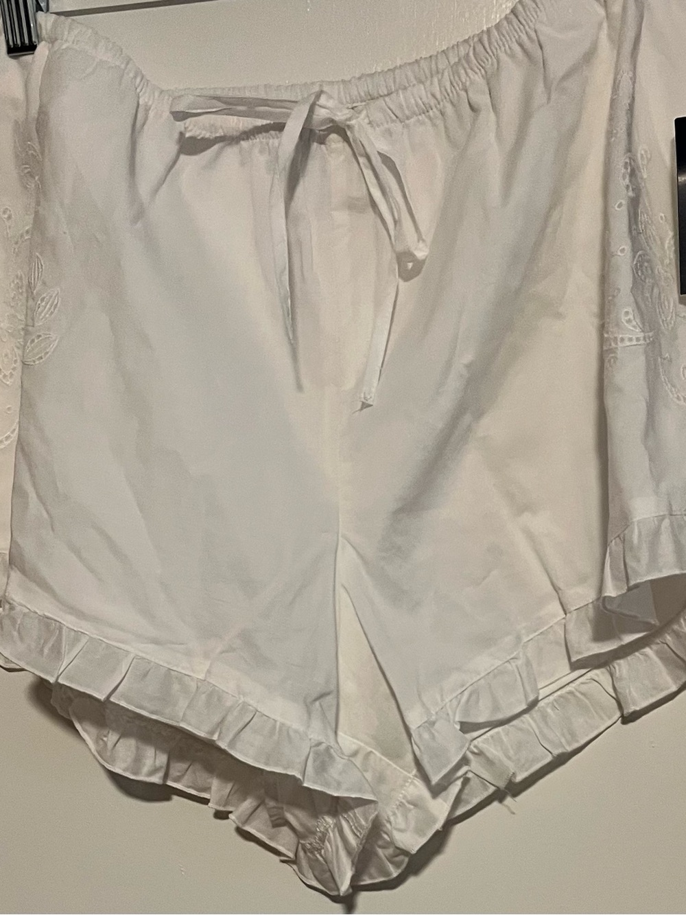 Parke x Target White Ruffle Hem Shorts with Drawstring Waist
